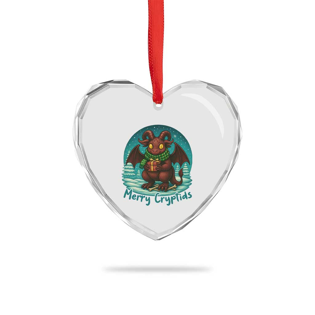 Jersey Devil Heart Crystal Glass Ornament Merry Cryptidmas Funny Christmas Gift - Wonder Print Shop