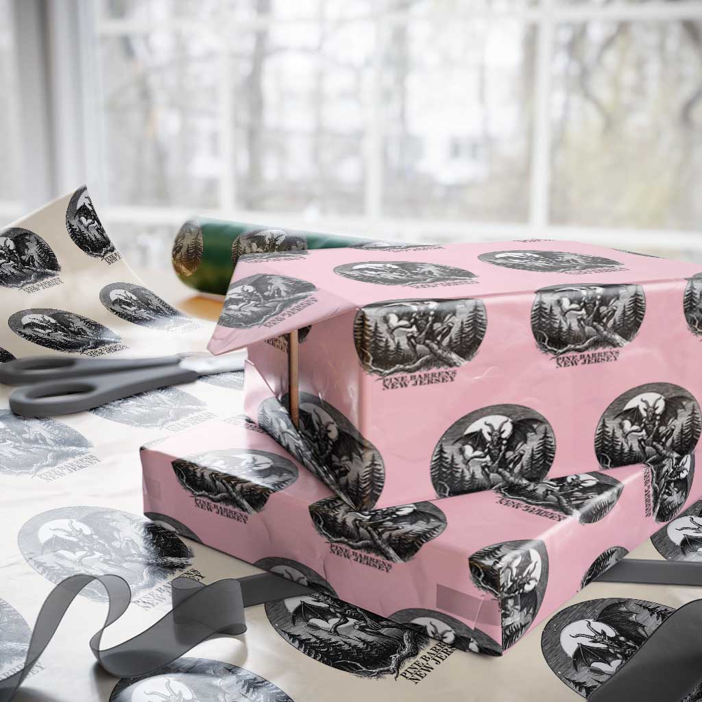 Jersey Devil Playing Dart Wrapping Paper Roll Gothic Horror Gift Pine Barrens New Jersey - Wonder Print Shop