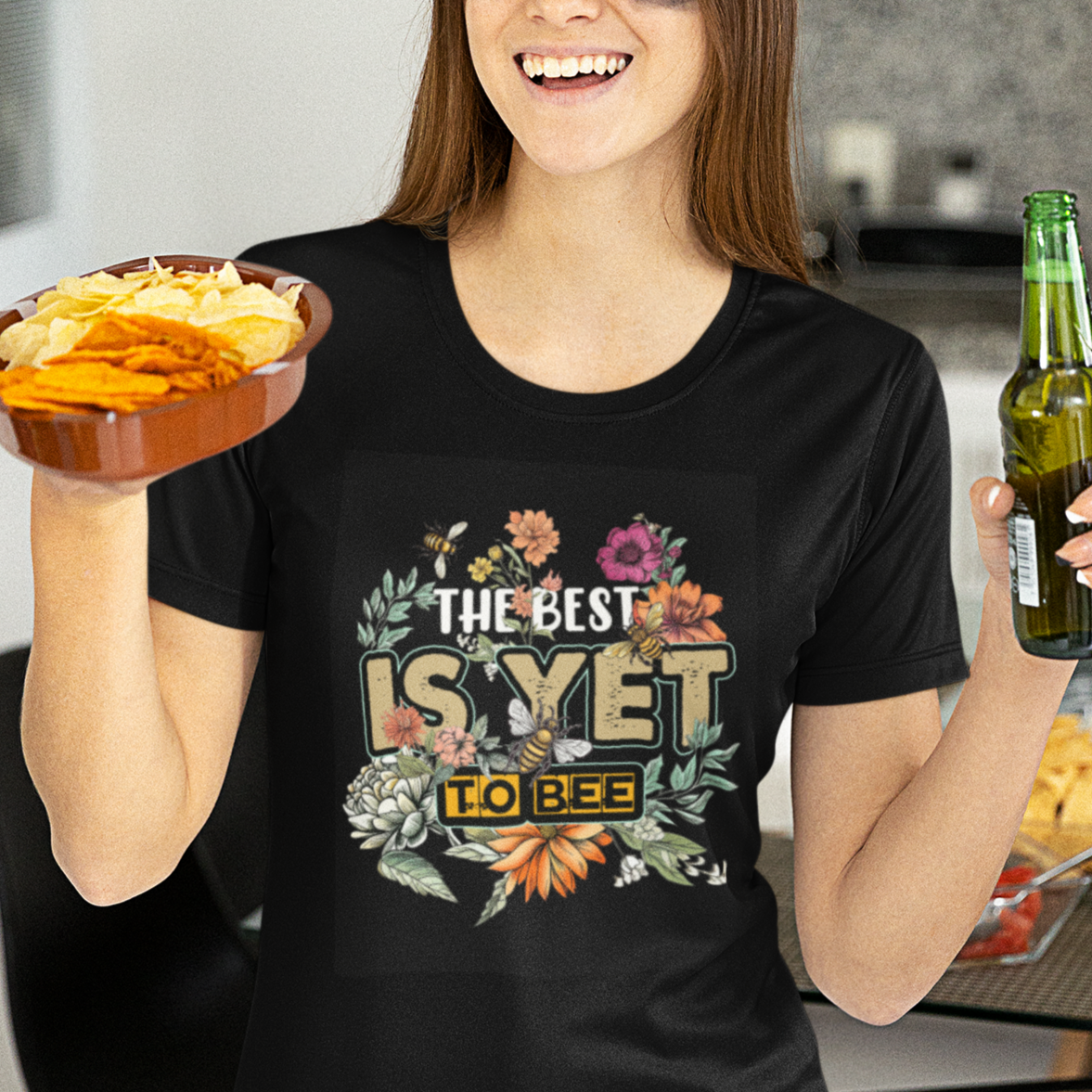 Cottagecore The Best Is Yet To Be Inspirational Honey Bee Insect Bug Beekeeping Floral T-Shirt For Women, Gifts For Beekeeper, Bee Lover T Shirt For Women - Wonder Print Shop