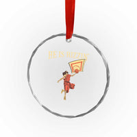 Jesus Basketball Crystal Glass Ornament He Is Rizzin' TS02