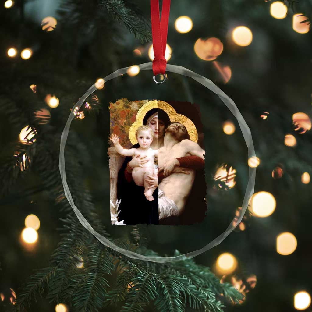 Jesus Christ and Mother Mary William Adolphe Bouguereau Art Crystal Glass Ornament