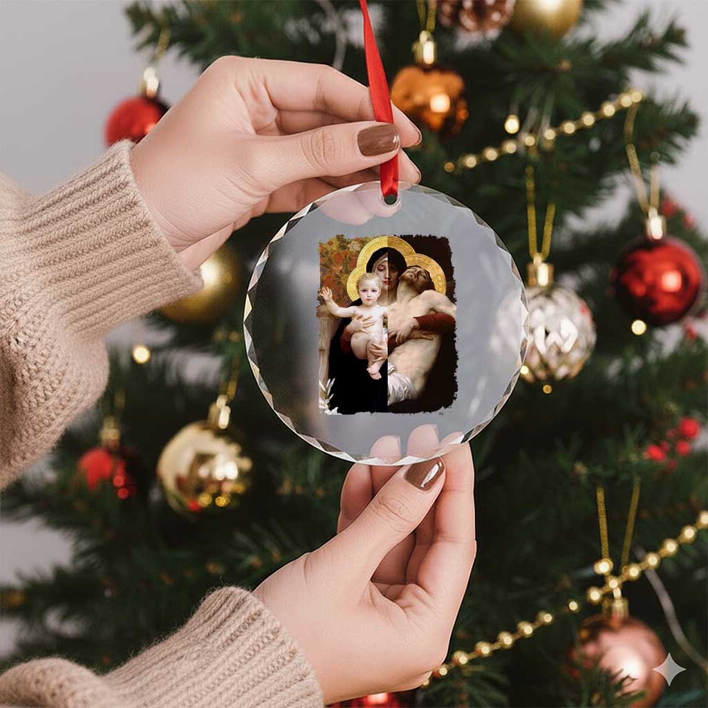 Jesus Christ and Mother Mary William Adolphe Bouguereau Art Crystal Glass Ornament