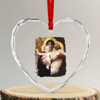 Jesus Christ and Mother Mary William Adolphe Bouguereau Art Heart Crystal Glass Ornament