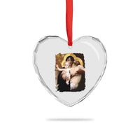 Jesus Christ and Mother Mary William Adolphe Bouguereau Art Heart Crystal Glass Ornament