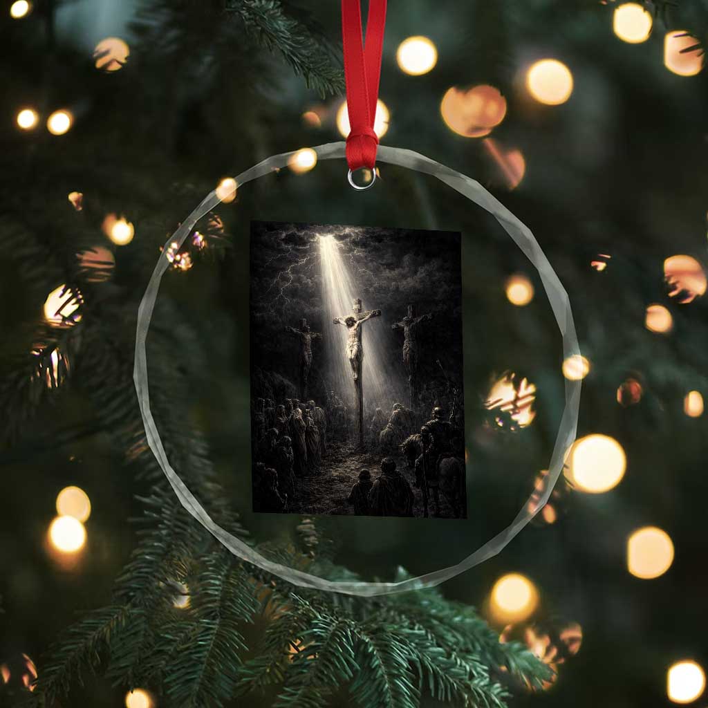 Jesus Christ Crucifixion Scene Religious Christian Easter Crystal Glass Ornament