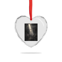 Jesus Christ Crucifixion Scene Religious Christian Easter Heart Crystal Glass Ornament