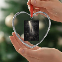Jesus Christ Crucifixion Scene Religious Christian Easter Heart Crystal Glass Ornament