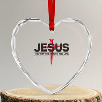 Jesus Christ Heart Crystal Glass Ornament The Way Truth Life Cross Nails Faith In God Christian