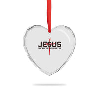 Jesus Christ Heart Crystal Glass Ornament The Way Truth Life Cross Nails Faith In God Christian