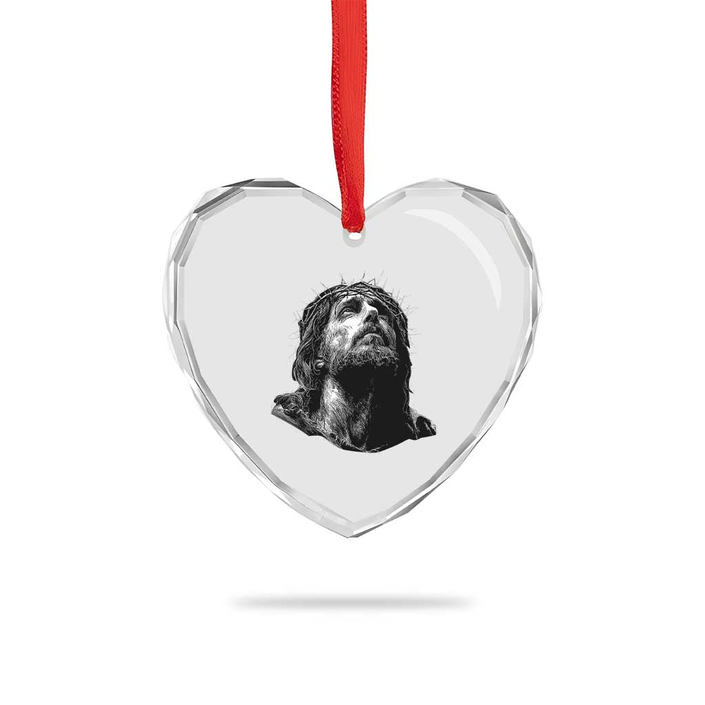Jesus Christ Religious Christian Faith Crown Of Thorns Heart Crystal Glass Ornament - Wonder Print Shop