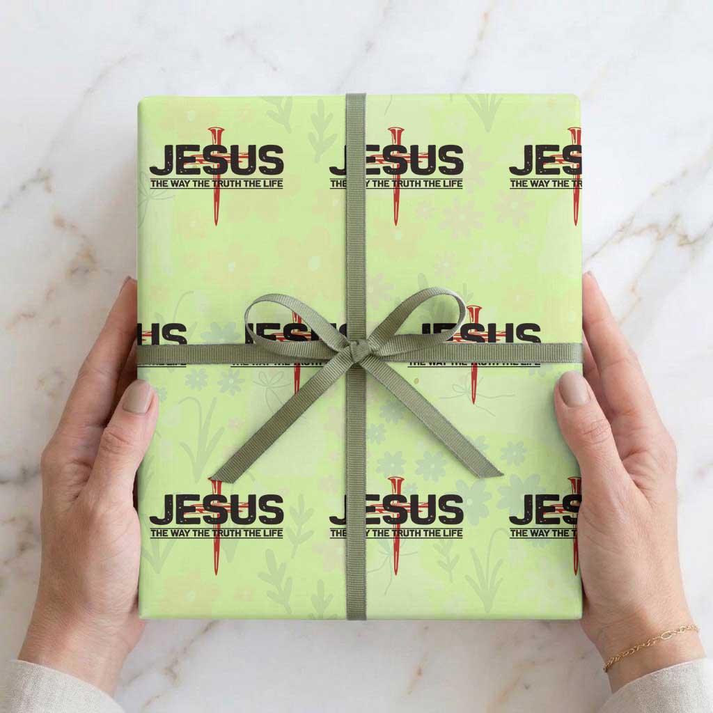 Jesus Christ Wrapping Paper Roll The Way Truth Life Cross Nails Faith In God Christian