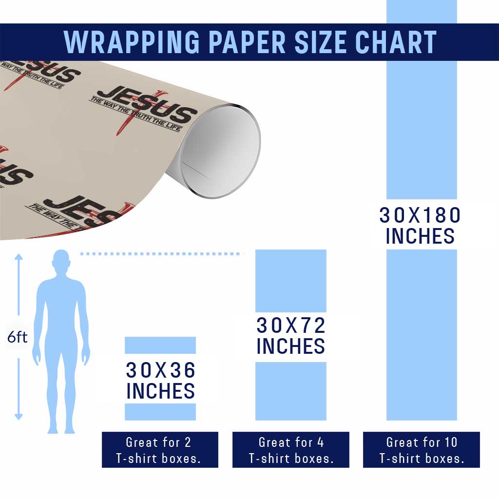 Jesus Christ Wrapping Paper Roll The Way Truth Life Cross Nails Faith In God Christian
