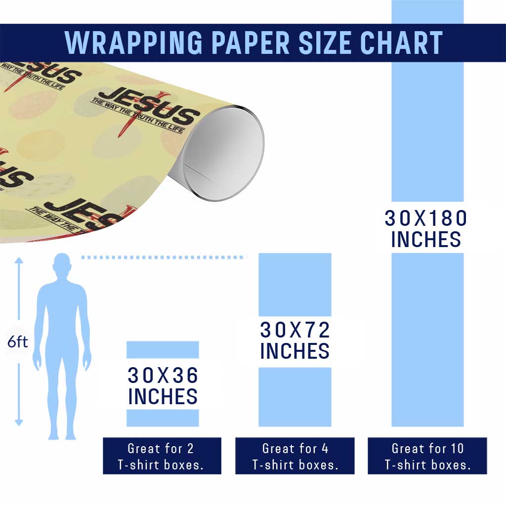 Jesus Christ Wrapping Paper Roll The Way Truth Life Cross Nails Faith In God Christian