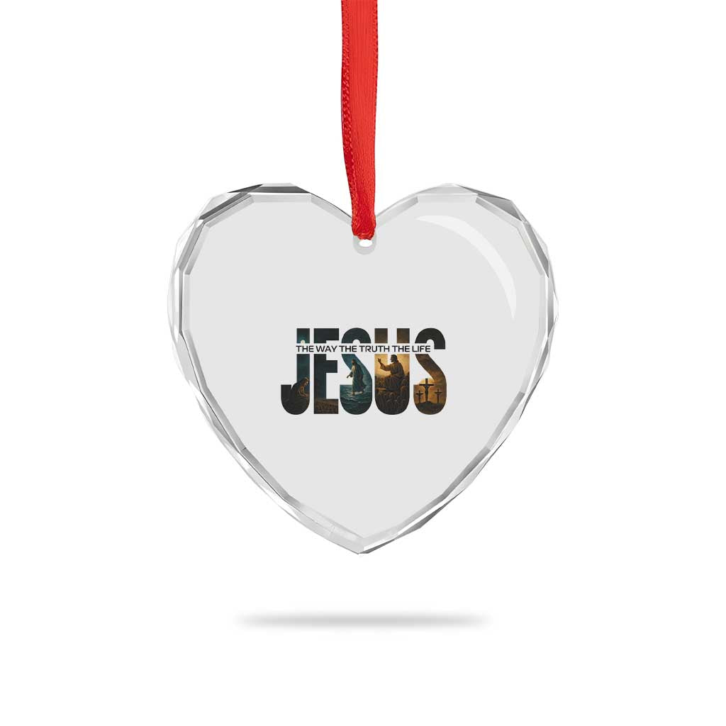 Jesus Christian Bible Heart Crystal Glass Ornament The Way The Truth The Life - Wonder Print Shop