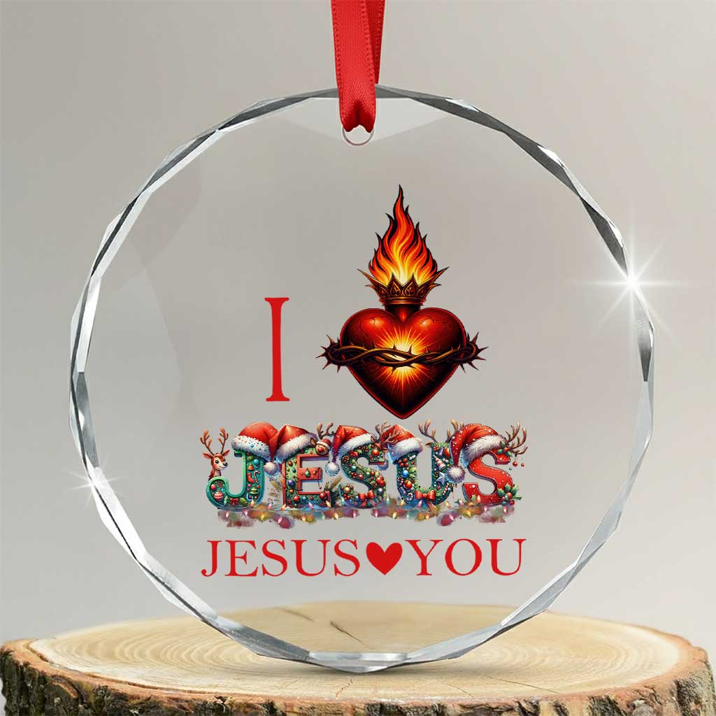 Jesus Christian Christmas Crystal Glass Ornament Cross Bible Verse Faith Love - Wonder Print Shop