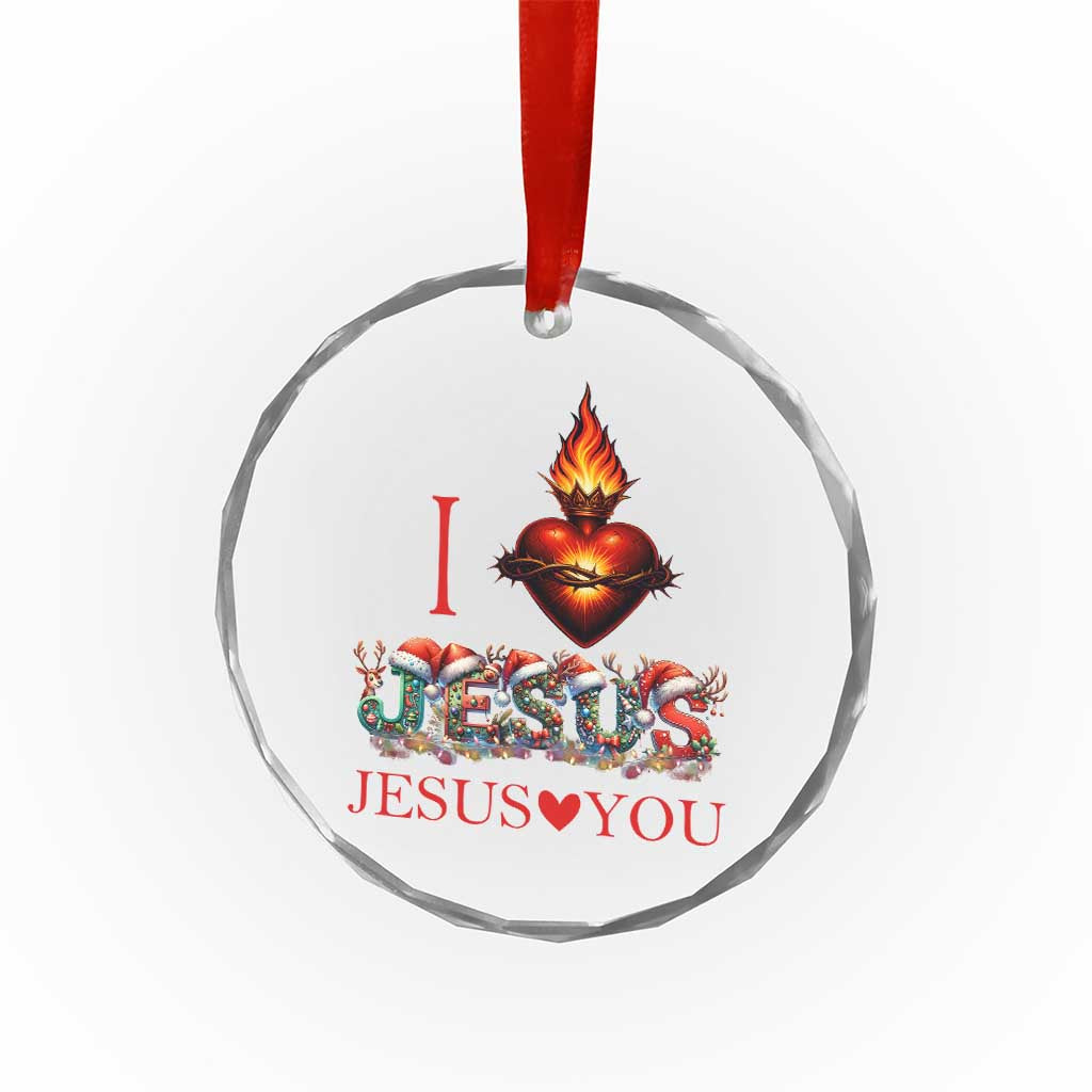 Jesus Christian Christmas Crystal Glass Ornament Cross Bible Verse Faith Love - Wonder Print Shop