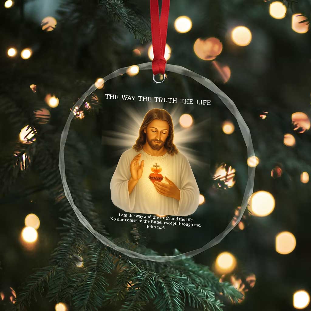 Jesus Christian Christmas Crystal Glass Ornament Cross Bible Verse Inspirational - Wonder Print Shop