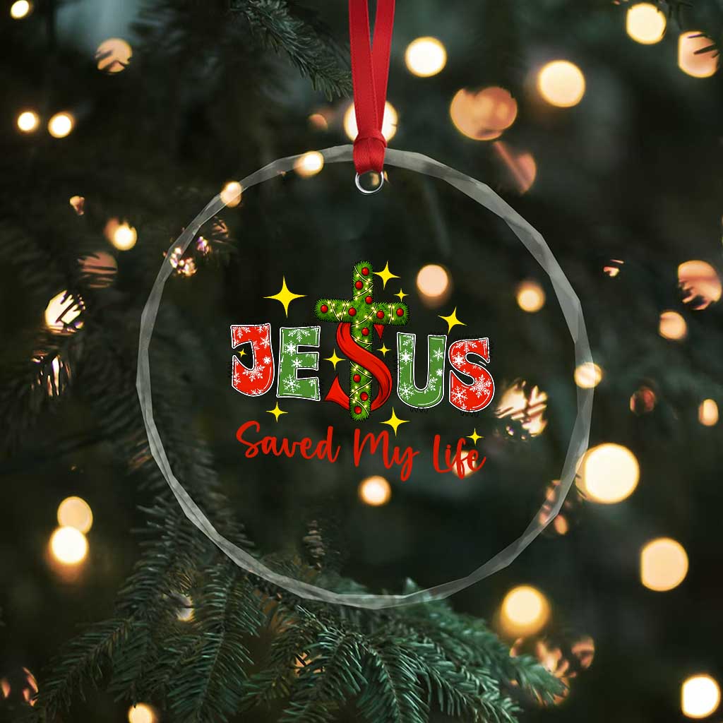 Jesus Christian Christmas Crystal Glass Ornament Religious Cross Bible Verse - Wonder Print Shop