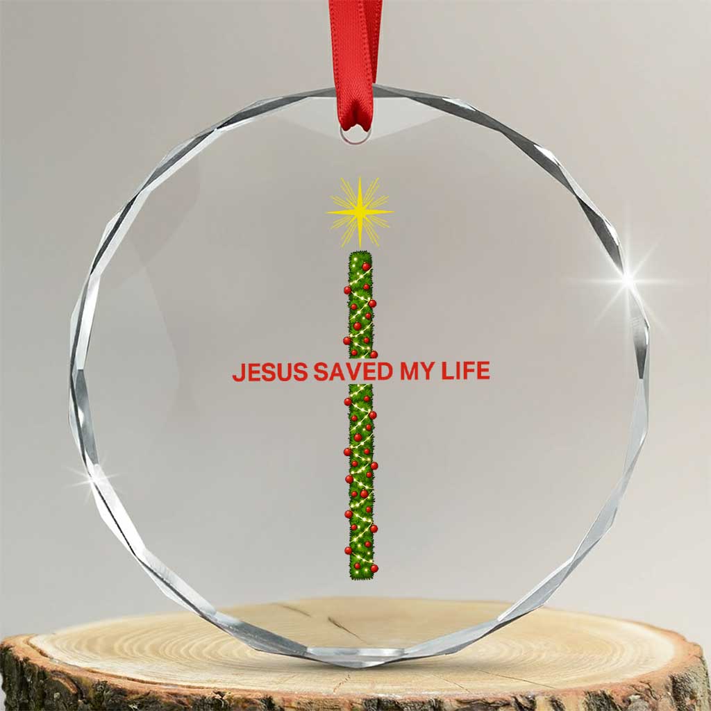 Jesus Christian Christmas Crystal Glass Ornament Religious Cross Bible Verse Inspirational - Wonder Print Shop