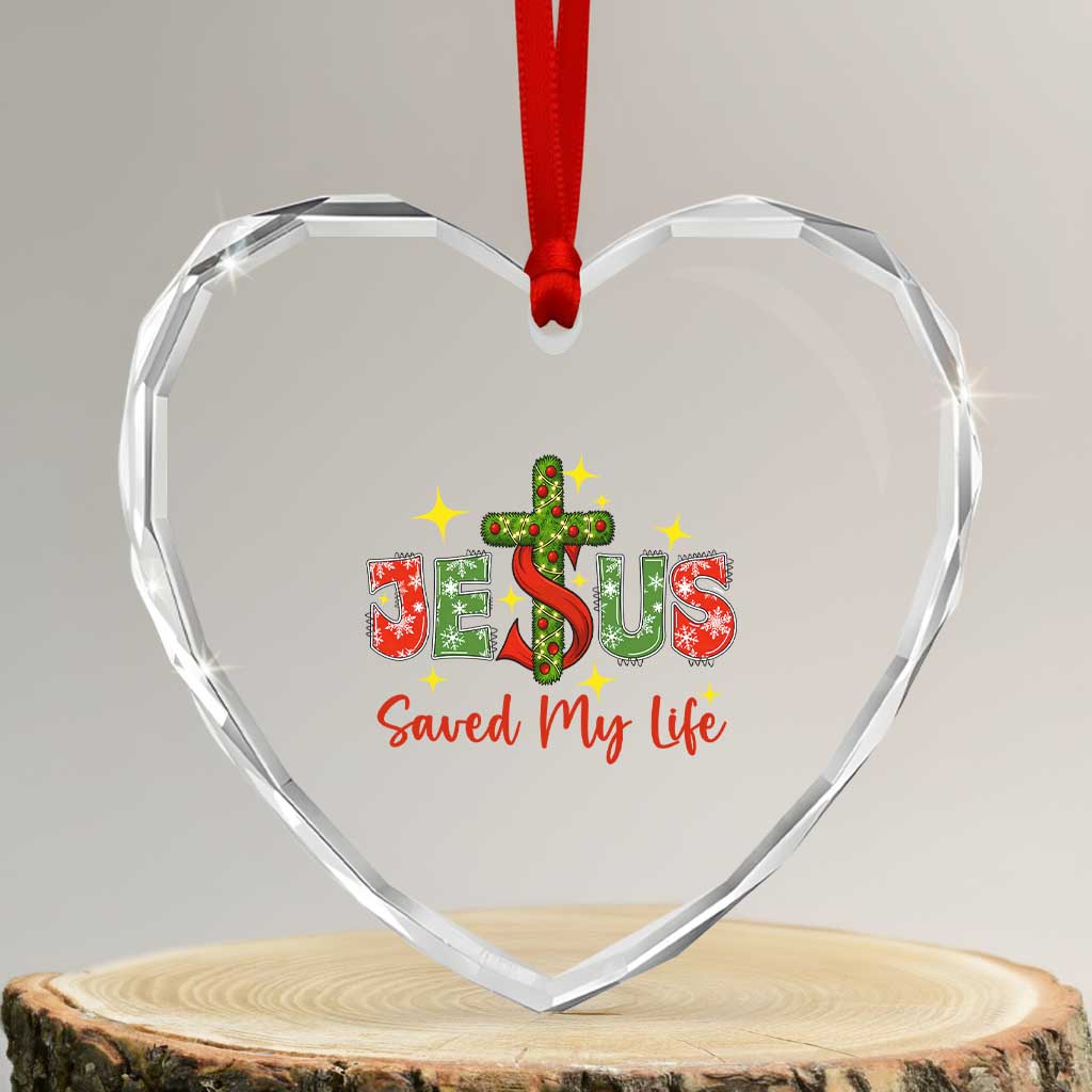 Jesus Christian Christmas Heart Crystal Glass Ornament Religious Cross Bible Verse - Wonder Print Shop