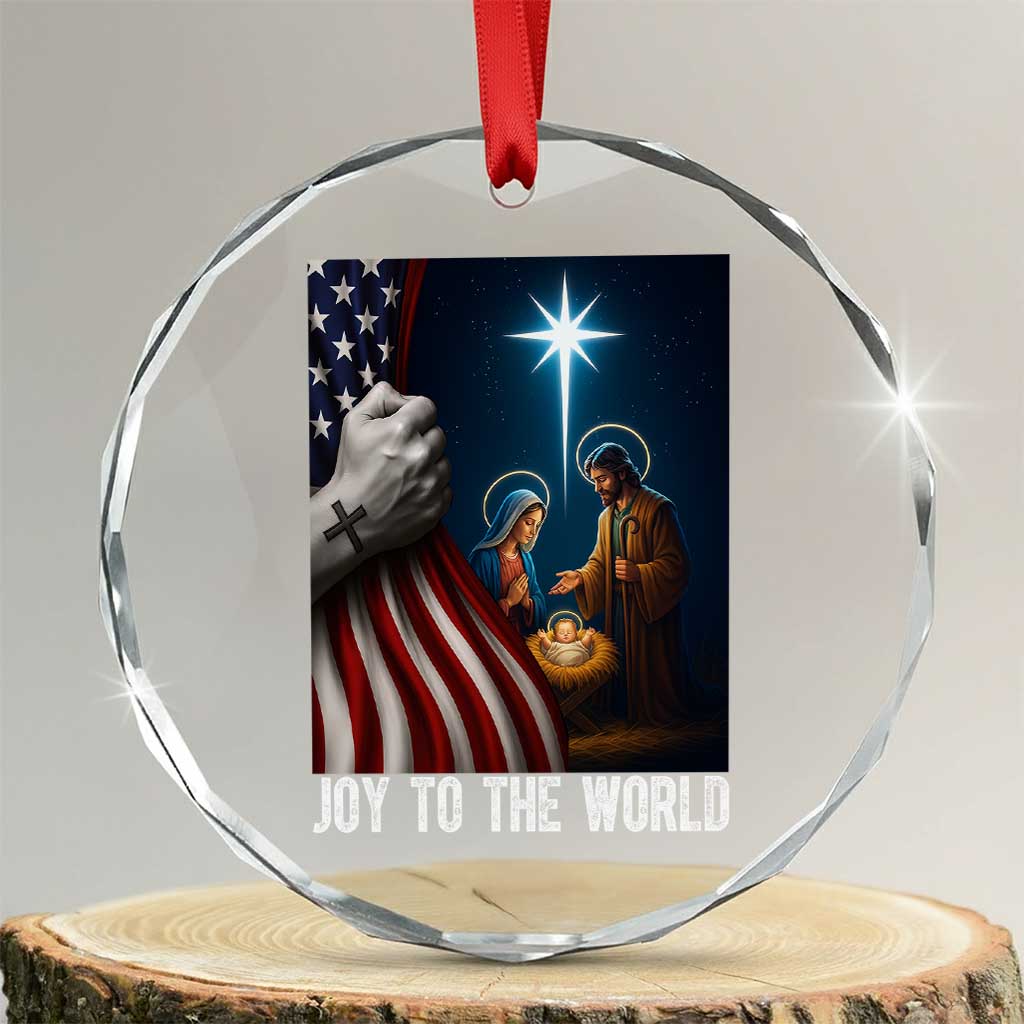 Jesus Christian Crystal Glass Ornament American Flag Joy To The World Christmas - Wonder Print Shop