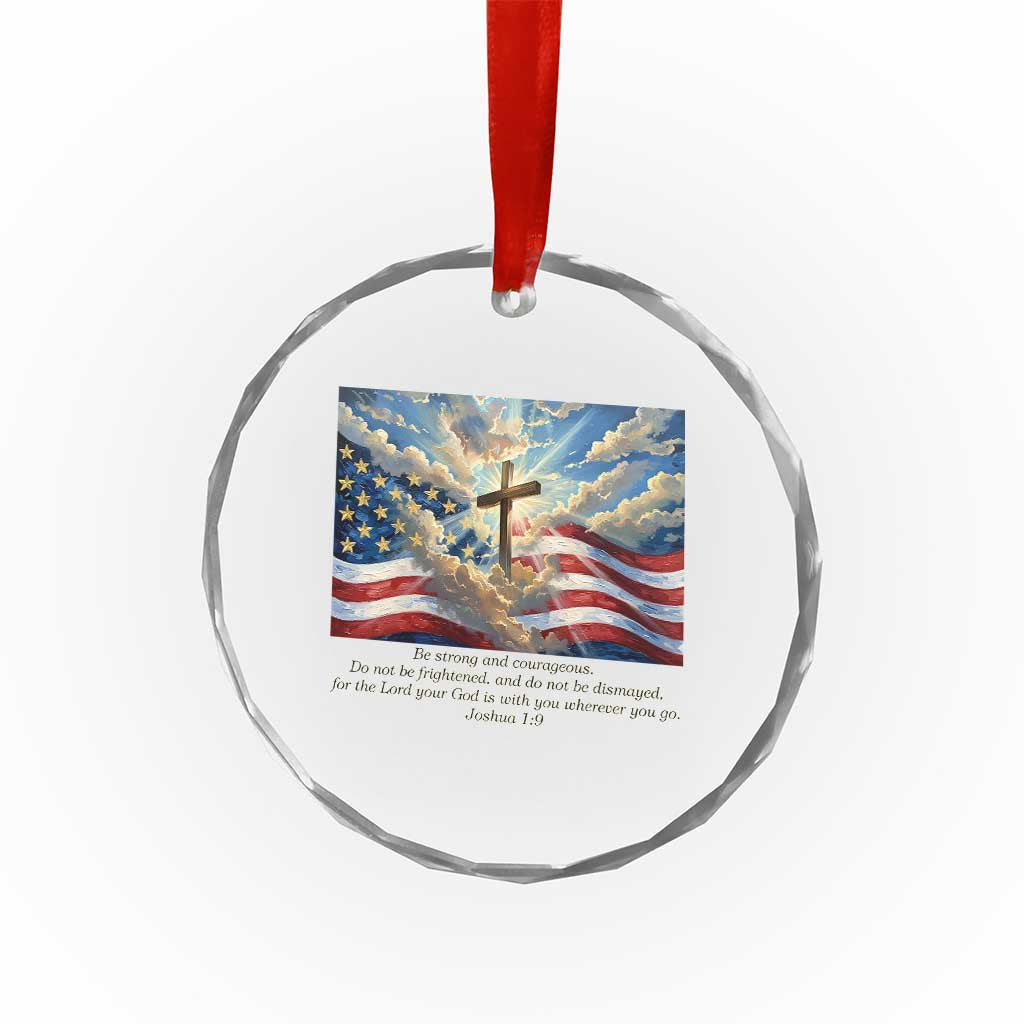 Jesus Christian Crystal Glass Ornament American Flag Religious Cross Bible Verse Faith Inspirational - Wonder Print Shop