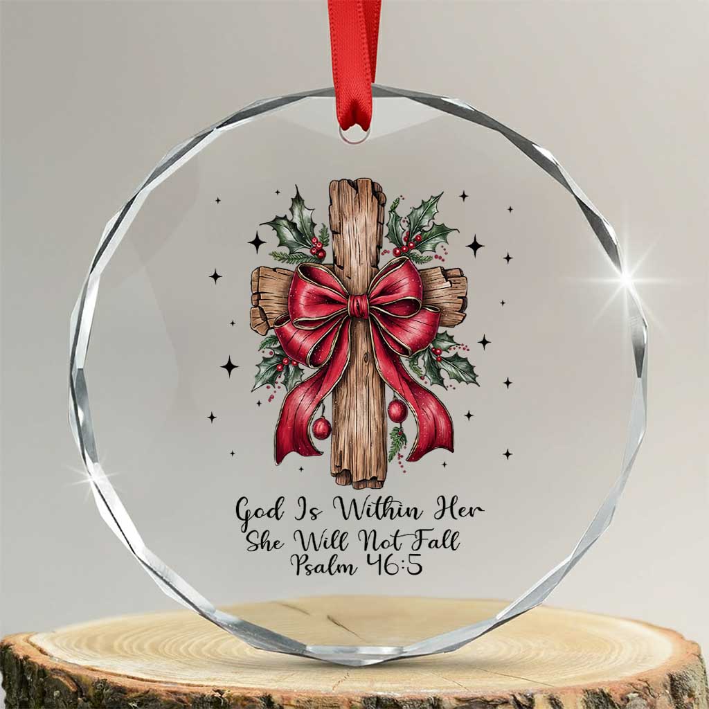 Jesus Christian Crystal Glass Ornament Cross Bible Verse Inspirational Christmas - Wonder Print Shop