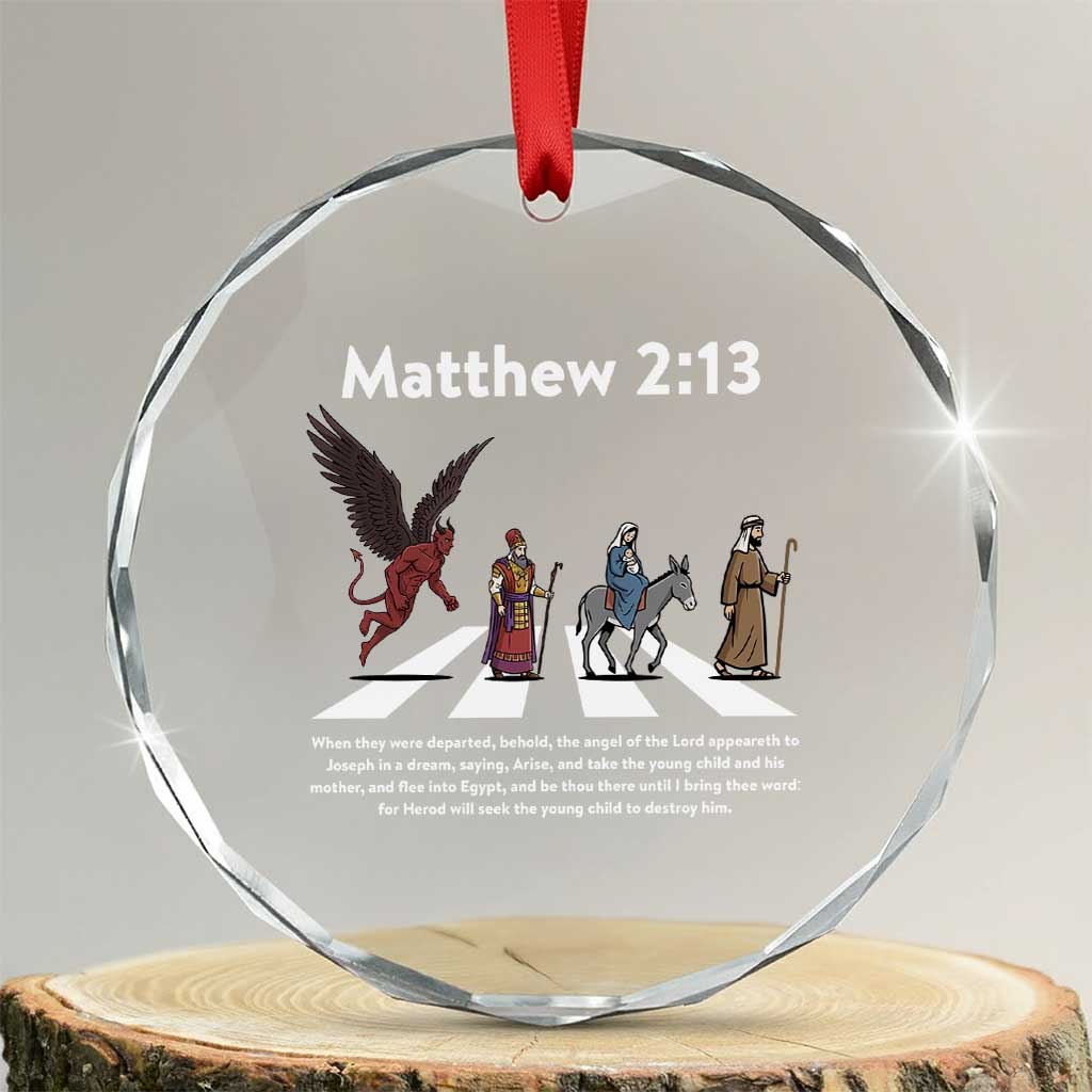 Jesus Christian Crystal Glass Ornament Cross Bible Verse Matthew 2:13 - Wonder Print Shop