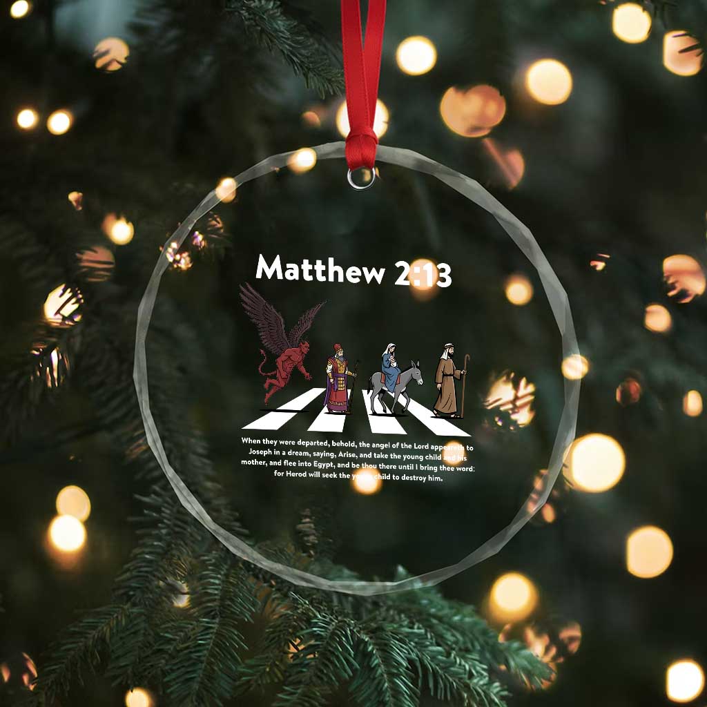 Jesus Christian Crystal Glass Ornament Cross Bible Verse Matthew 2:13 TS14