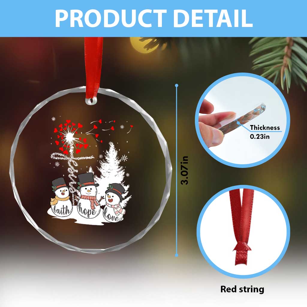 Jesus Christian Crystal Glass Ornament Faith Hope Love Snowman Dandelion Xmas TS09