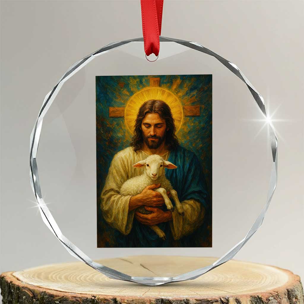 Jesus Christian Crystal Glass Ornament Hug Lamb Faith Easter - Wonder Print Shop