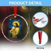 Jesus Christian Crystal Glass Ornament Hug Lamb Starry Night Van Gogh - Wonder Print Shop
