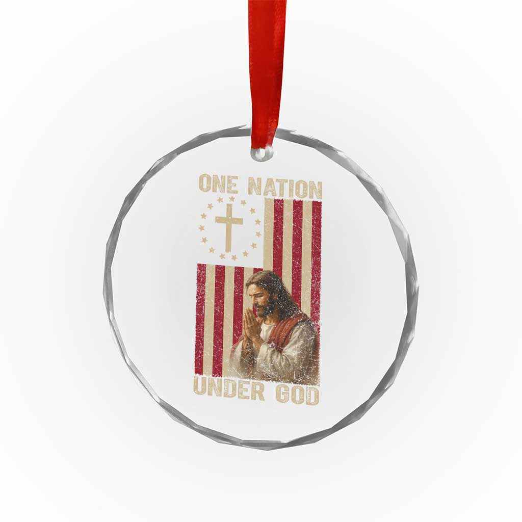 Jesus Christian Crystal Glass Ornament One Nation Under God - Wonder Print Shop