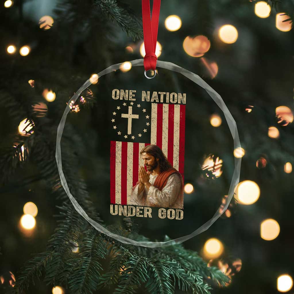 Jesus Christian Crystal Glass Ornament One Nation Under God - Wonder Print Shop