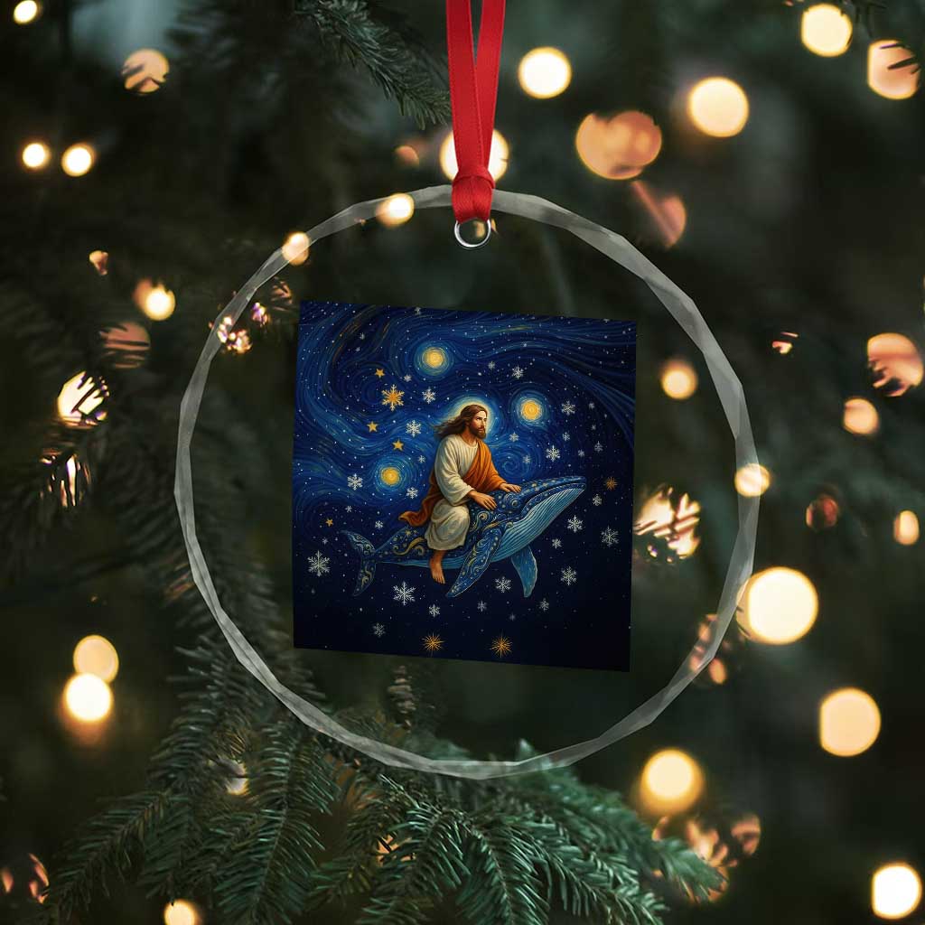 Jesus Christian Crystal Glass Ornament Stary Night Van Gogh Christmas - Wonder Print Shop