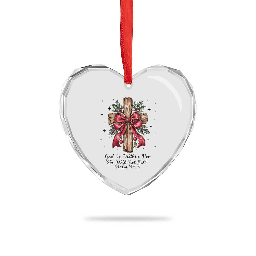 Jesus Christian Heart Crystal Glass Ornament Cross Bible Verse Inspirational Christmas - Wonder Print Shop