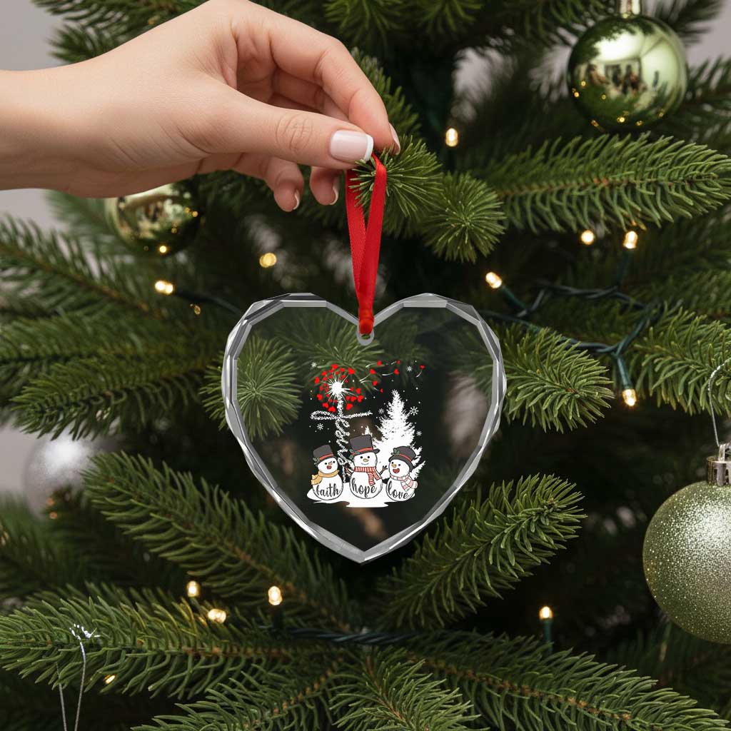 Jesus Christian Heart Crystal Glass Ornament Faith Hope Love Snowman Dandelion Xmas - Wonder Print Shop