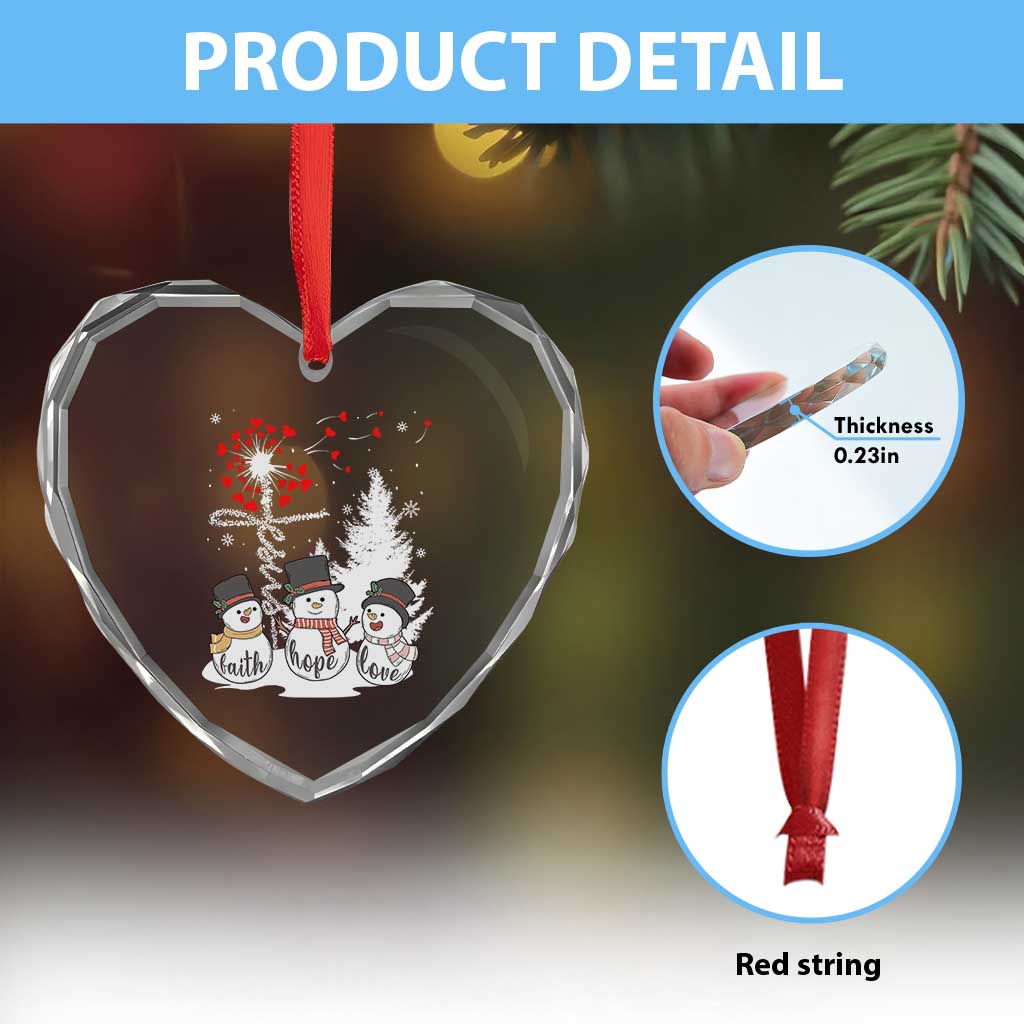 Jesus Christian Heart Crystal Glass Ornament Faith Hope Love Snowman Dandelion Xmas - Wonder Print Shop