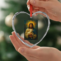 Jesus Christian Heart Crystal Glass Ornament Hug Lamb Faith Easter - Wonder Print Shop