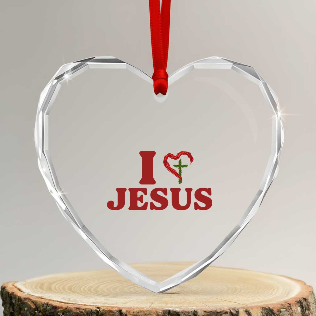 Jesus Christian Heart Crystal Glass Ornament Religious Faith Inspirational Bible Verse - Wonder Print Shop
