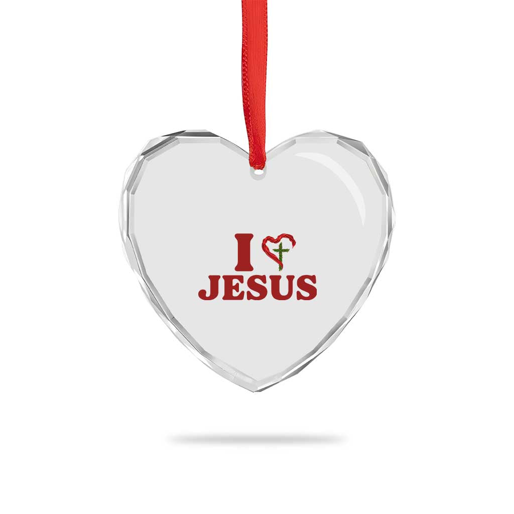 Jesus Christian Heart Crystal Glass Ornament Religious Faith Inspirational Bible Verse - Wonder Print Shop