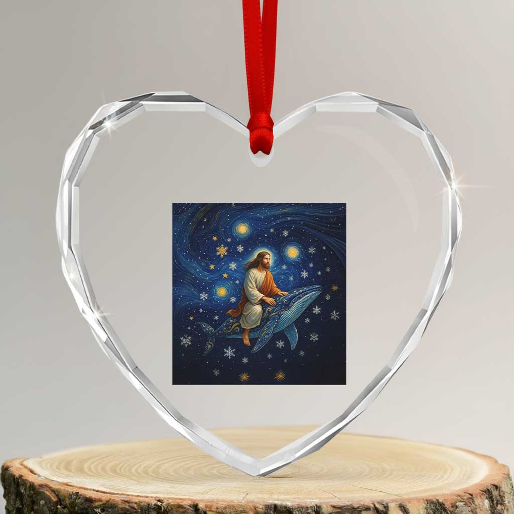 Jesus Christian Heart Crystal Glass Ornament Stary Night Van Gogh Christmas - Wonder Print Shop