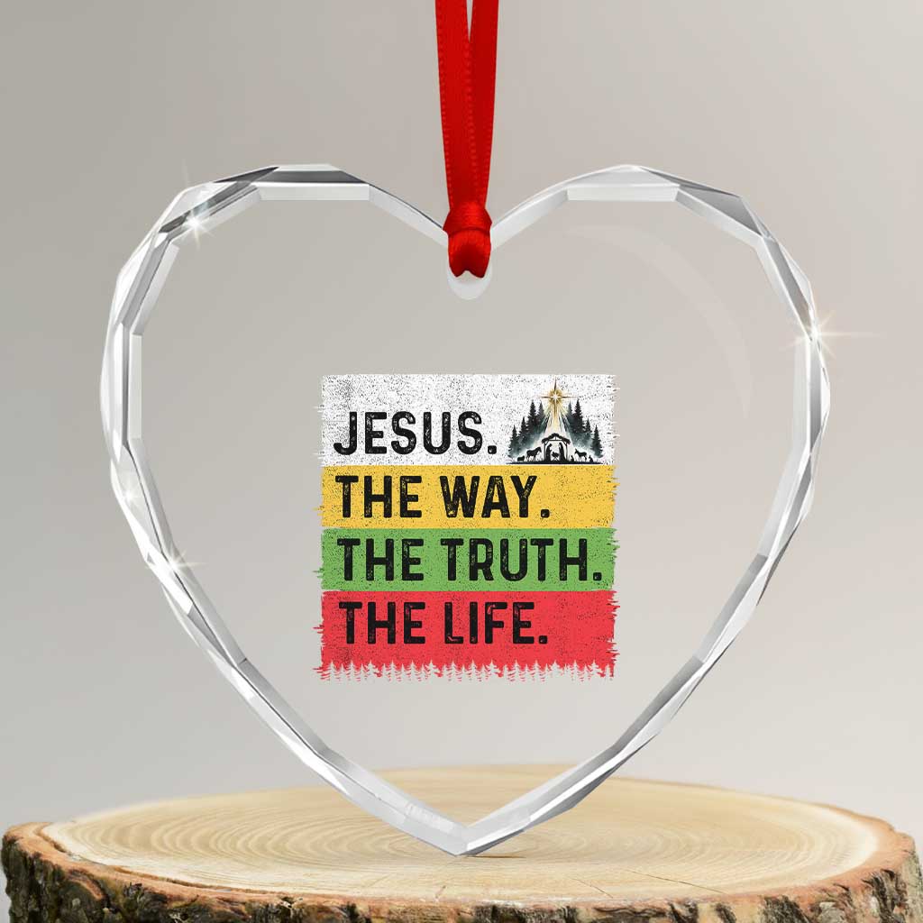 Jesus Christian Heart Crystal Glass Ornament The Way The Truth The Life Nativity Scene - Wonder Print Shop