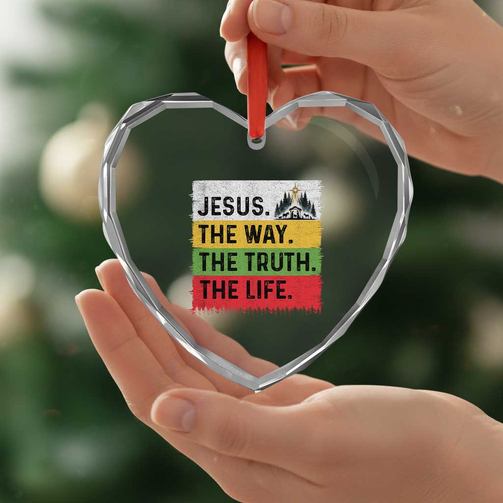 Jesus Christian Heart Crystal Glass Ornament The Way The Truth The Life Nativity Scene - Wonder Print Shop