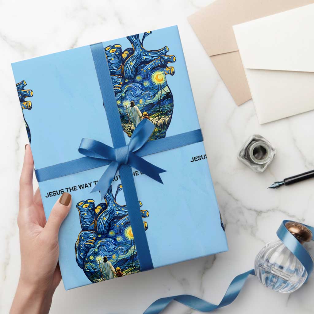 Jesus Christian Starry Night Wrapping Paper Roll The Way The Truth The Life - Wonder Print Shop