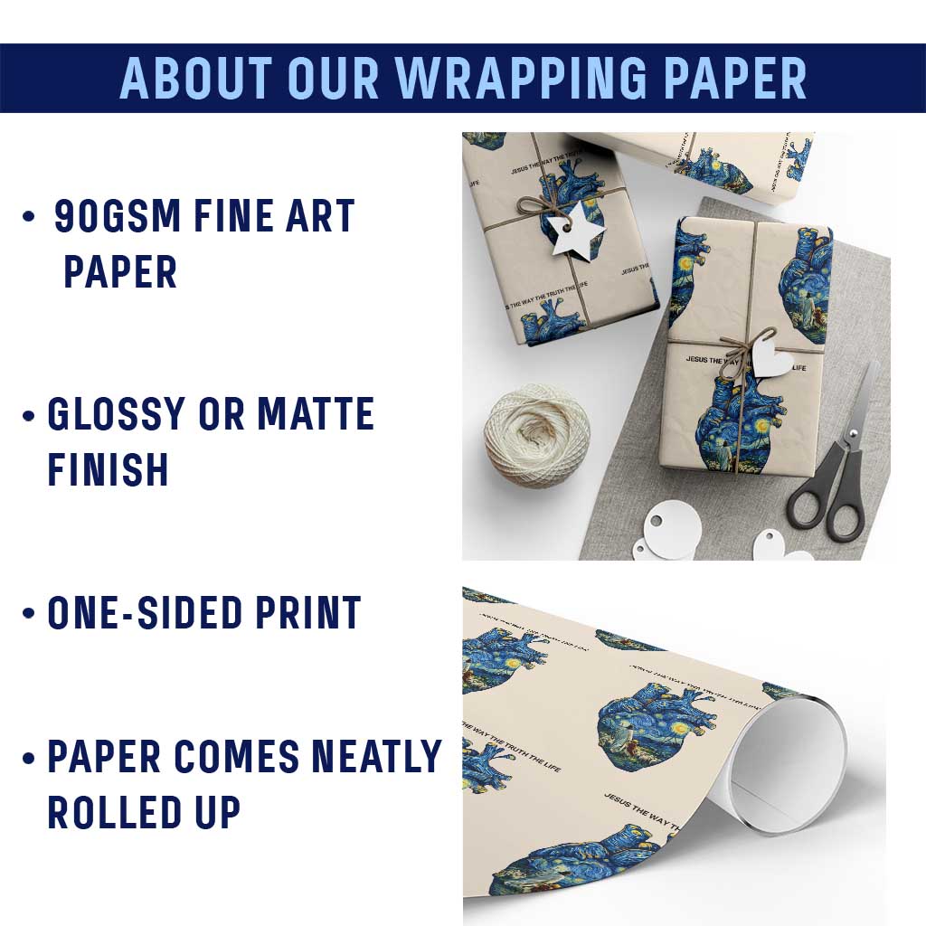 Jesus Christian Starry Night Wrapping Paper Roll The Way The Truth The Life - Wonder Print Shop