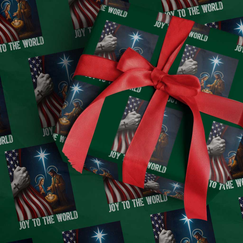Jesus Christian Wrapping Paper Roll American Flag Joy To The World Christmas - Wonder Print Shop