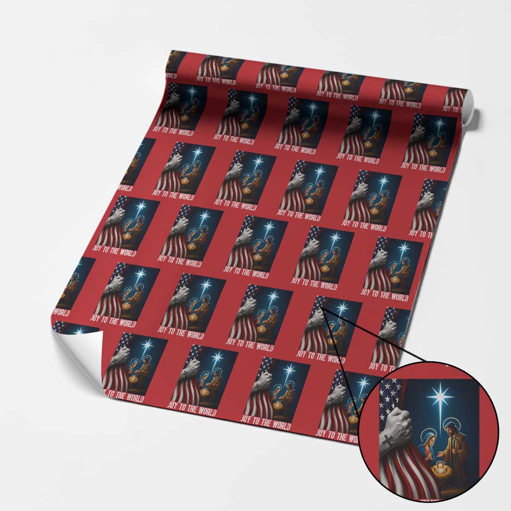 Jesus Christian Wrapping Paper Roll American Flag Joy To The World Christmas - Wonder Print Shop