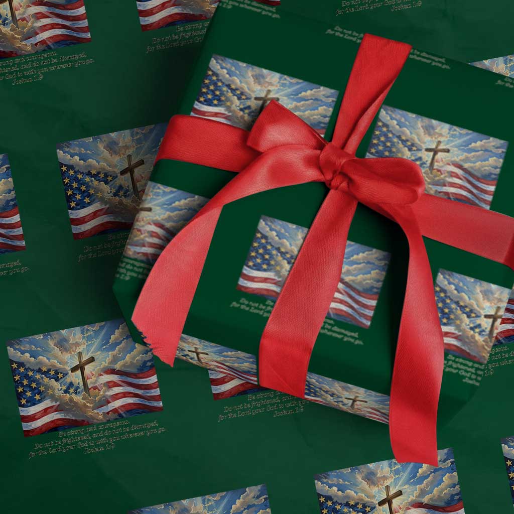 Jesus Christian Wrapping Paper Roll American Flag Religious Cross Bible Verse Faith Inspirational - Wonder Print Shop