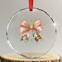 Jesus Christmas Coquette Bow Nativity Bible Verse Christian Crystal Glass Ornament - Wonder Print Shop